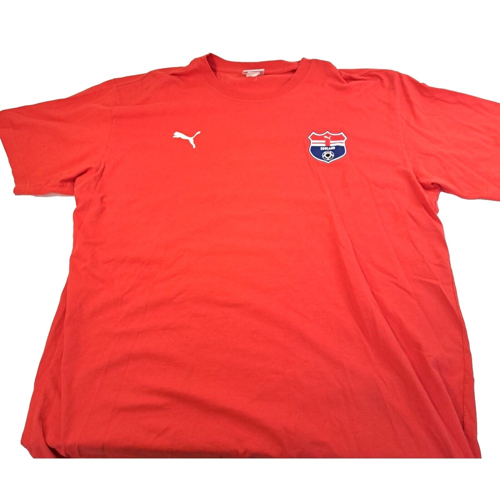 Vtg Puma England Futbol Soccer T Shirt Men's XL Logo 100% Cotton Red